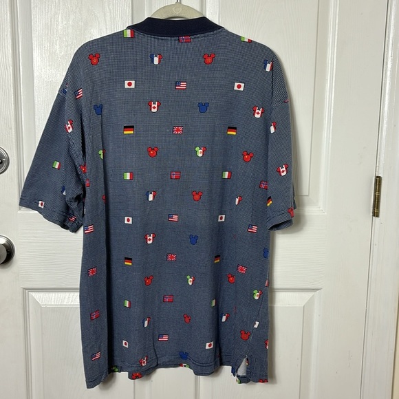 VINTAGE Disney EPCOT Mickey world flags polo size XL 100% Cotton - Picture 3 of 13